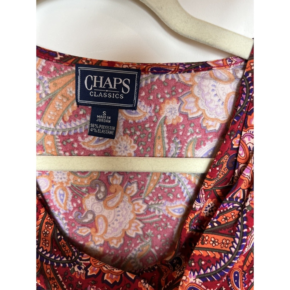 Chaps Classic Women's Red Paisley Pullover Sleeveless shell Top Size small - Picture 3 of 5